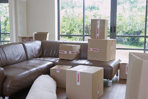 Organised moving boxes in a Bermondsey home relocation