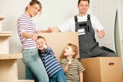 Packed moving boxes ready for removal services in Bermondsey